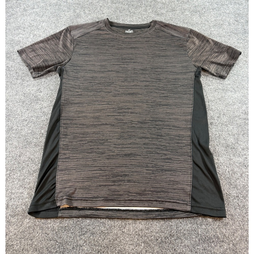 Spalding Mens Space Dye Active Tee Shirt Charcoal Black Size Small